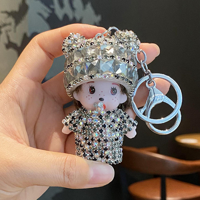 Wholesale Diamond-encrusted Cute Plush Doll Keychain JDC-KC-ManL002