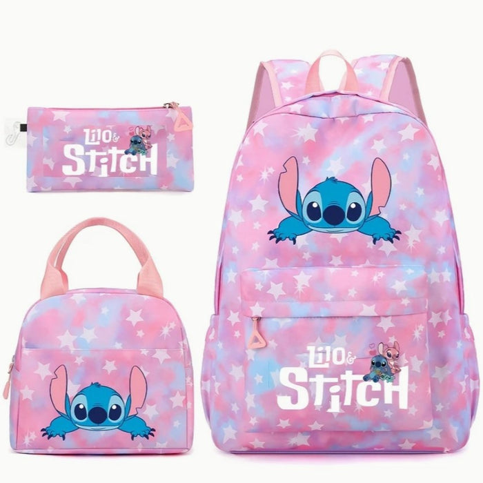 Wholesale Colorful cartoon pattern three-piece set casual large-capacity student backpack bags