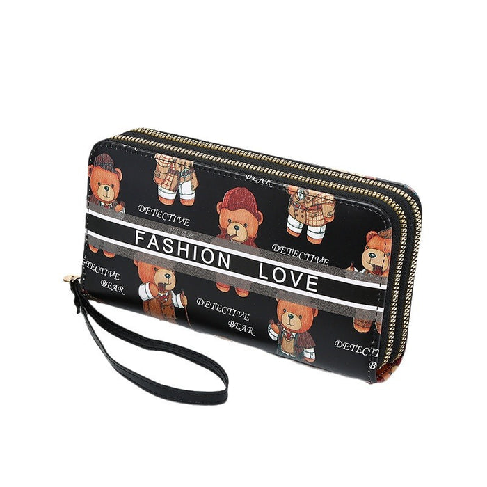 Wholesale   Double Zipper Wallet Women's Cartoon Handheld  Bag Coin Purse