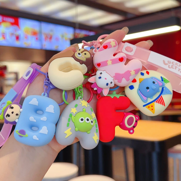 Wholesale Cartoon English alphabet animal keychains
