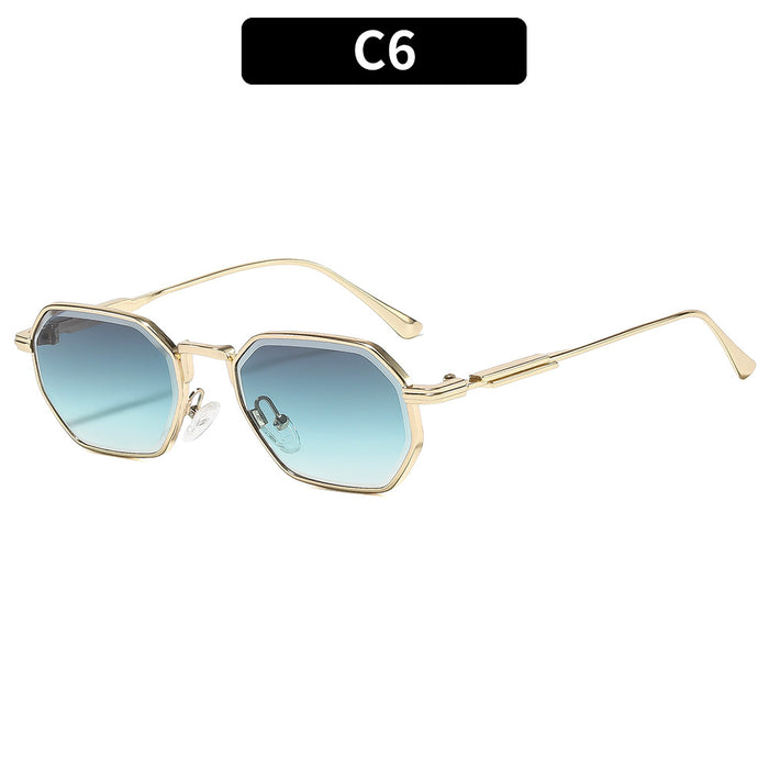 Wholesale Trendy Polygon Sunglasses Gold Frame Gray Lens UV400 for Women Outdoor Travel Fashion Accessory
