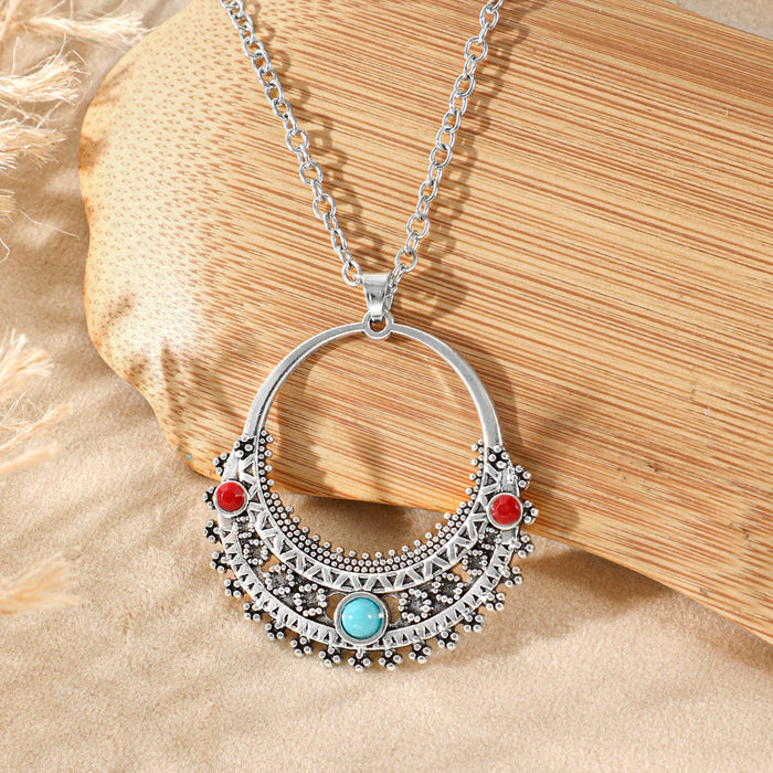 Wholesale Bohemian Love Heart Pendant Necklace Vintage Ethnic Style Fashion Accessory MOQ≥2