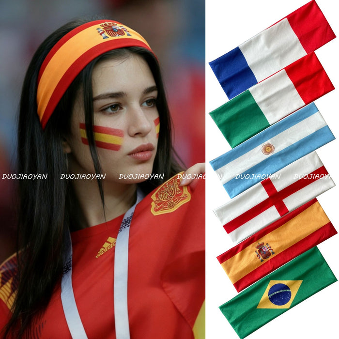 Wholesale World Cup Flag Print Headband Party Fan Cheering Hair Accessory Trendy Gift