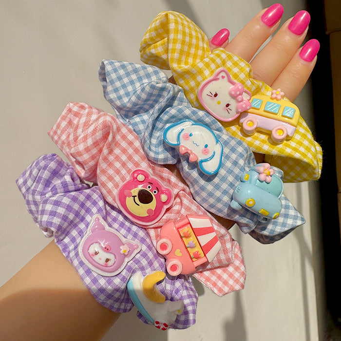 Wholesale Cute Cartoon Plaid Fabric Hair Rope (S) JDC-HS-Mangg006