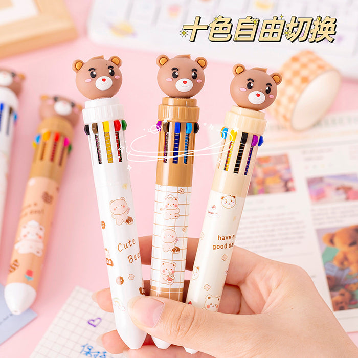 Wholesale Ballpoint pen cartoon milk fat cute bear creative multi-color hand account pen pressing color pen multi-color pen