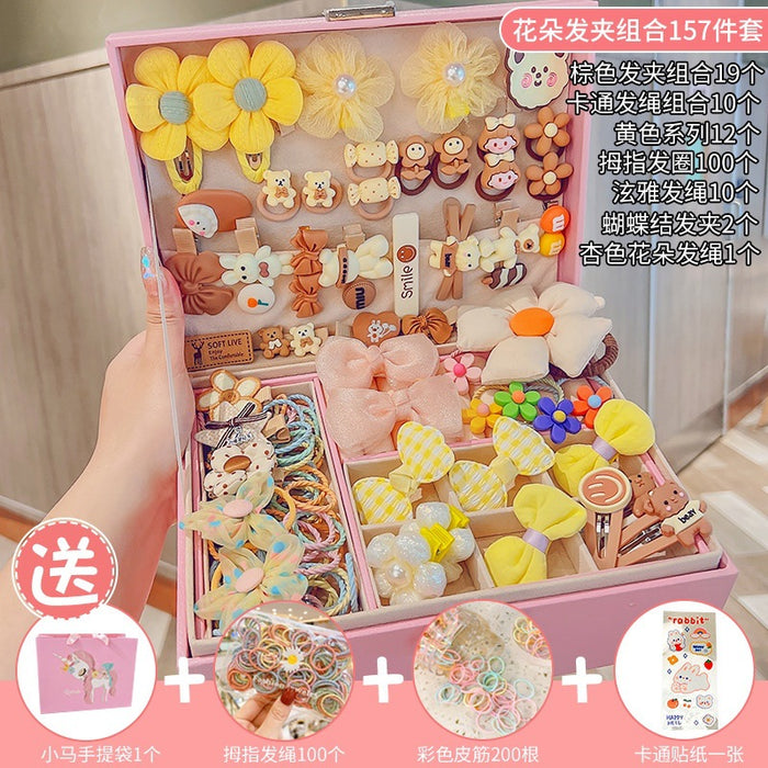 Wholesale Children' s New Headwear Girl Birthday Gift Jewelry Box Princess Girl Hair Accessories Set Gift Box Baby Hair Clip