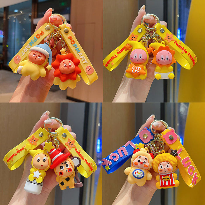 Wholesale Cartoon Star Character 3D PVC Keychain Bag Charm Stylish Student Backpack Pendant Birthday Gift Boutique Resale
