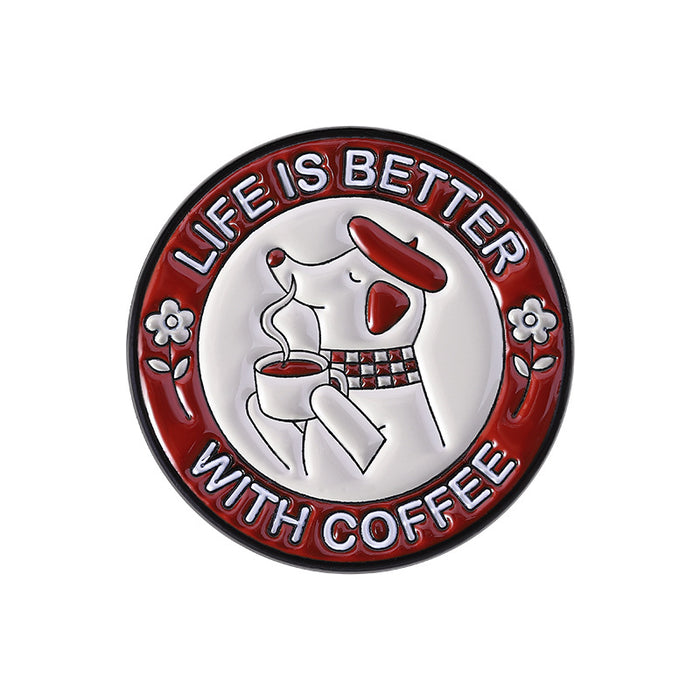 Wholesale Cartoon Coffee Cup Shape Brooch Pin Set Zinc Alloy Decorative Accent