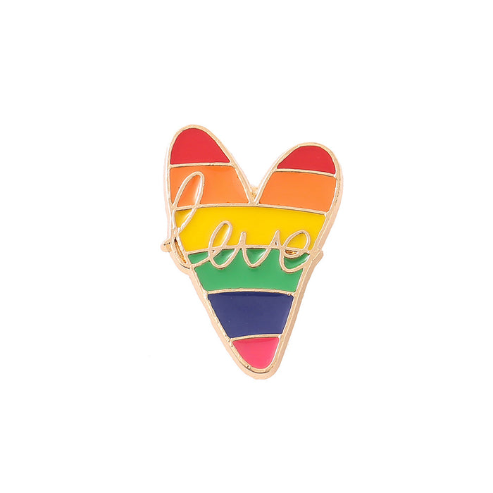 Wholesale Rainbow Love Letter Metal Badge JDC-BC-NanLuo003