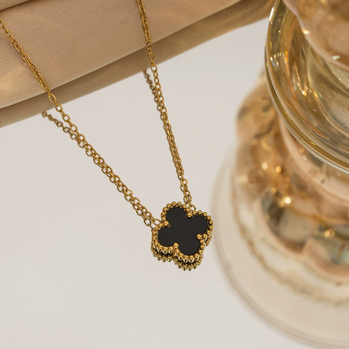 Wholesale Stainless Steel Double-Sided Four-Leaf Clover Necklace Women Titanium Steel