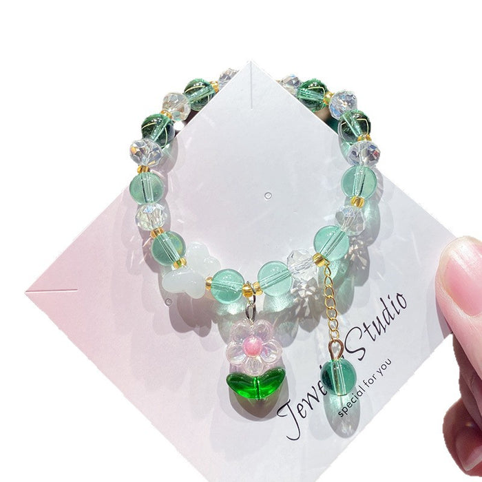 Wholesale Trendy Girls Flower Glass Beaded Bracelet Travel Souvenir Jewelry Accessory MOQ≥3