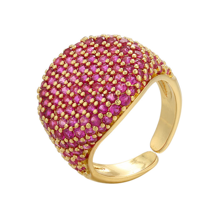Wholesale Adjustable circular full diamond ring with adjustable opening