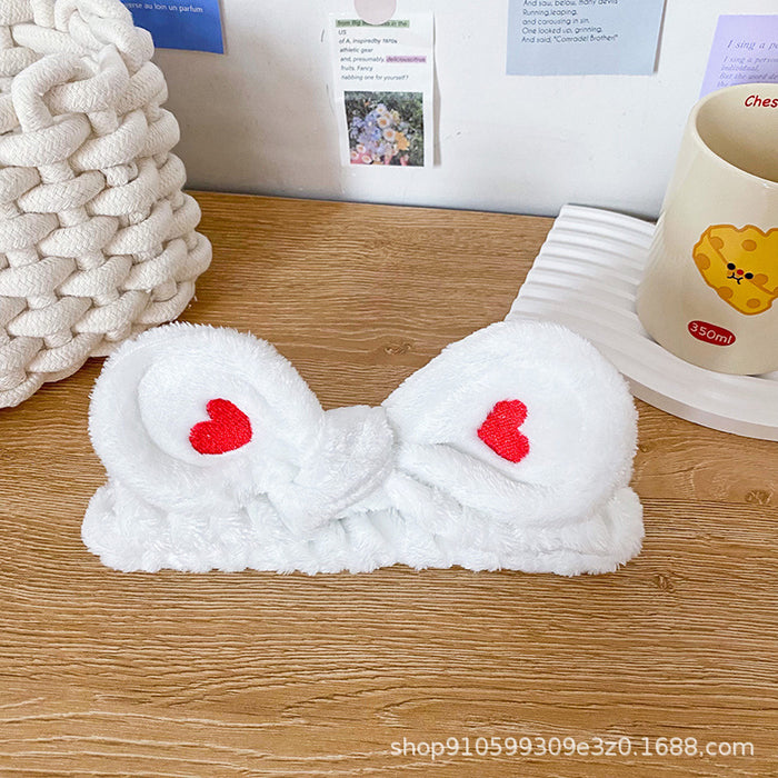 Wholesale Heart Butterfly Hairband for Women Face Washing Makeup Headband Flannel Headband Embroidered Hair Accessory Versatile