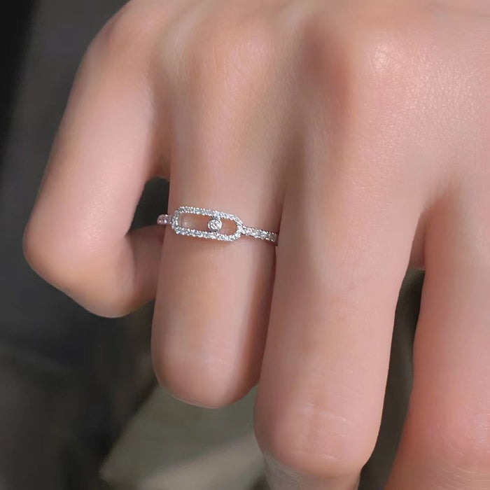 Wholesale Diamond studded single diamond sliding ball ring with versatile temperament and light luxury