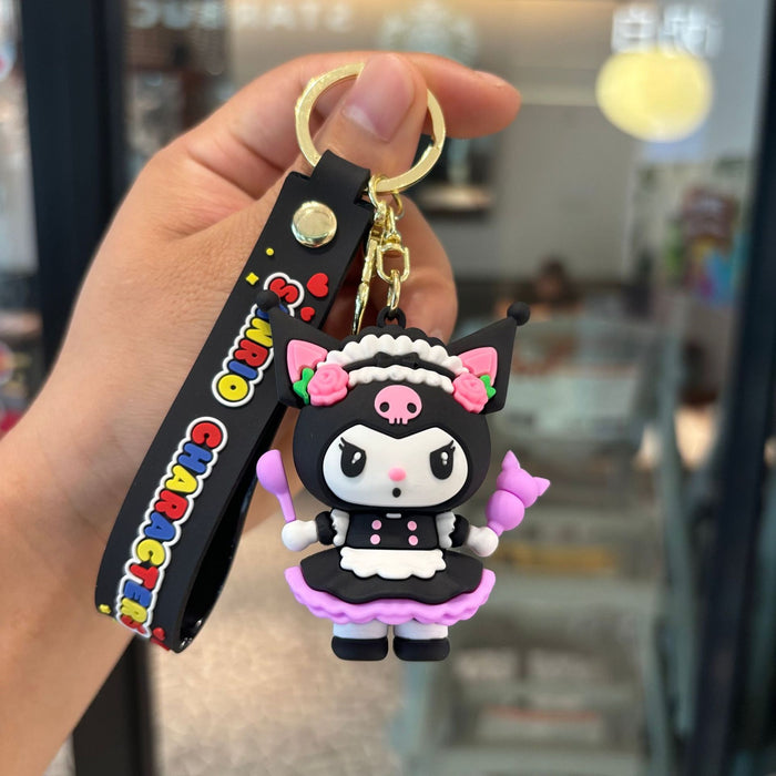 Wholesale 2pcs PVC Cute Cartoon Keychain Stylish Gift for Bag Charm or Car Key Accessory