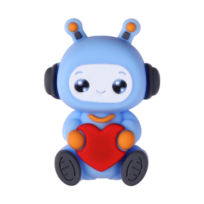 Wholesale 20pcs robot silicone beads children DIY toys European and American cartoon jewelry beaded pen drop glue beads