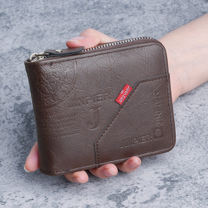 Wholesale Vintage Men' s Pu Leather Zipper Wallet Coin Purse Gift Boutique