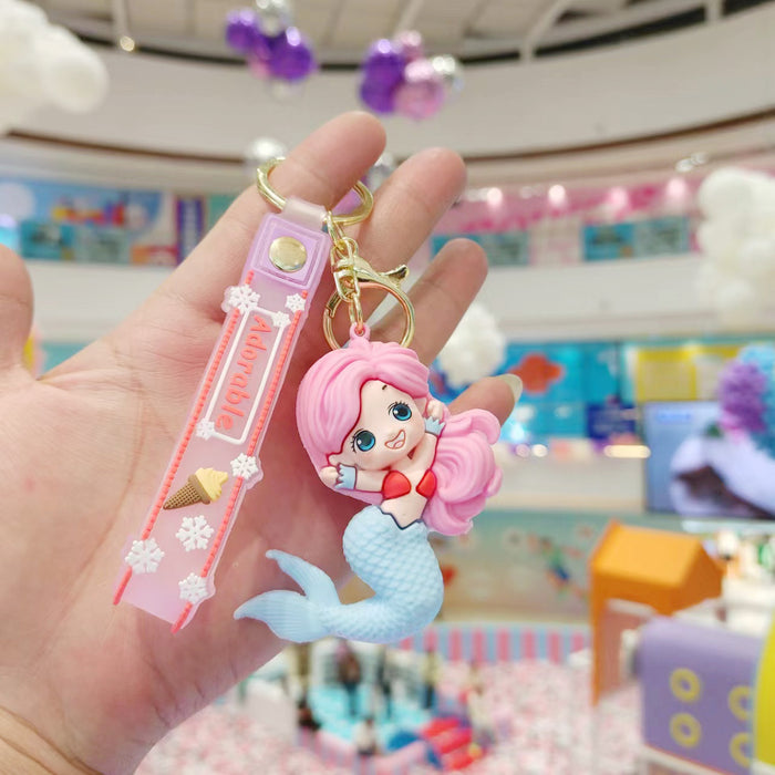 Wholesale Cartoon Drop Glue Mermaid Doll Keychain JDC-KC-HuJian003