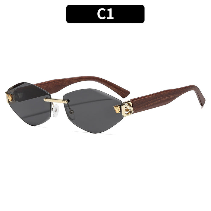 Wholesale Frameless Sunglasses Gold Frame Gray Lens UV400 Street Fashion Accessory
