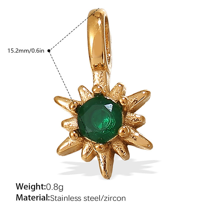 Wholesale DIY Gold-Plated Geometric Colored Gemstone Necklace Pendant