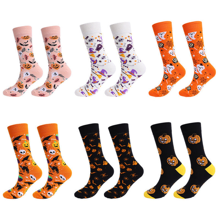 Wholesale Halloween Pumpkin Skull Cotton Socks  JDC-SK-HuaLang001