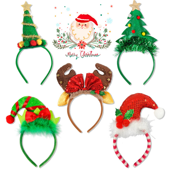Wholesale Christmas Hair Band Headwear Children Adult Party Decoration Christmas Hat Christmas Tree Headband Hair Accessories