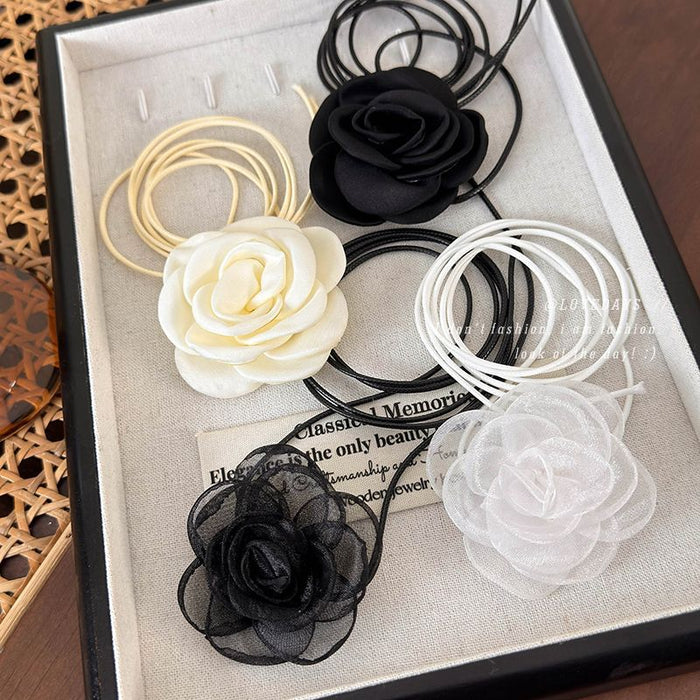 Wholesale Rose necklace for girls, neck flower, black flower collar, neck strap, camellia neck necklace