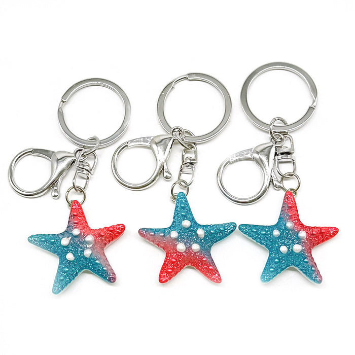 Wholesale PVC Pearl Starfish Glitter Color Gradient Pendant Keychains JDC-KC-TYS005