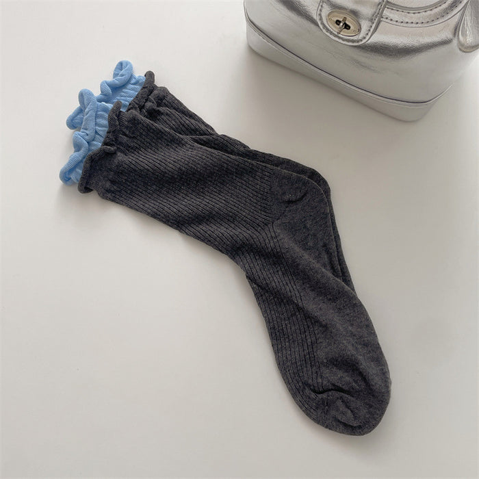 Wholesale Minimally spliced fake two-piece stacked socks thin design with double screw mouth transparent middle tube