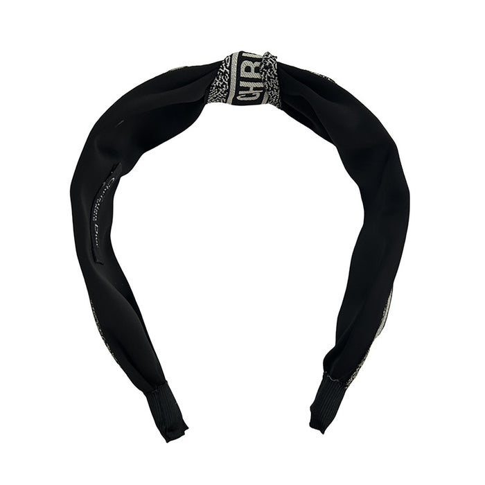 Wholesale Knotting Letter Embroidery Wide Edge Fabric Headband JDC-HD-Asha001