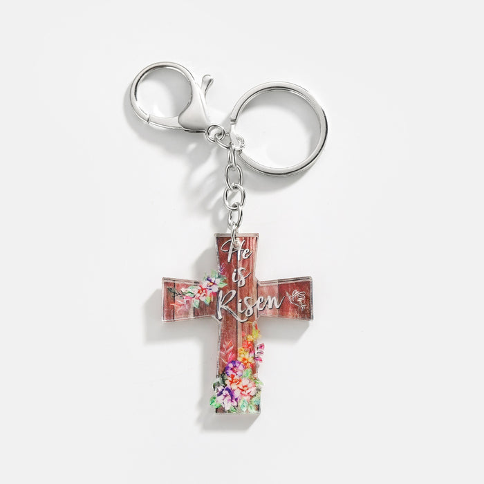 Wholesale Acrylic Cross Keychain JDC-KC-HuiWen017