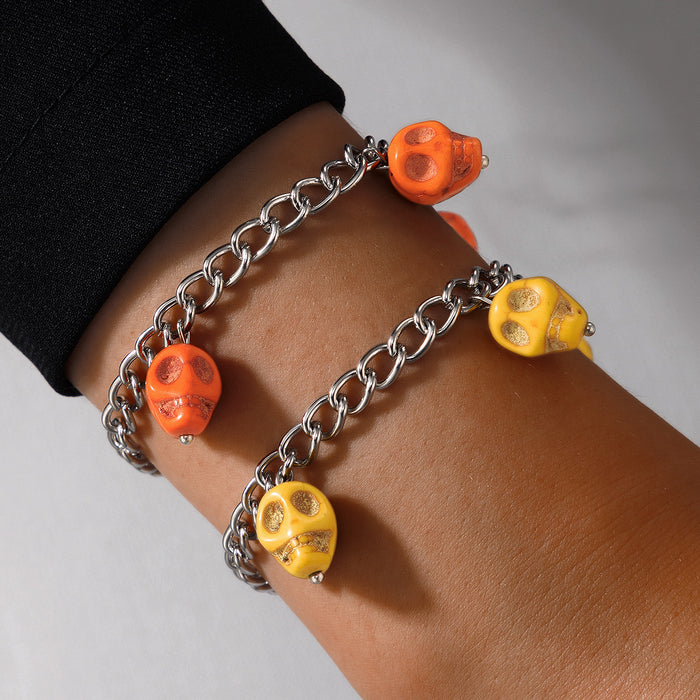 Wholesale Oil Drop Pumpkin Anklet Cat Ghost Face Chain Beads Chic Jewelry Accessory MOQ≥2