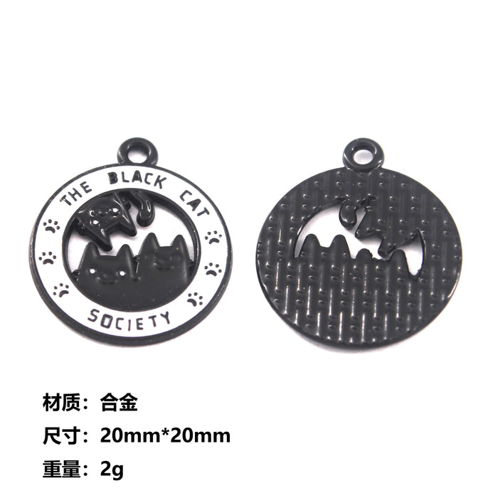 Wholesale 10pcs Cute Black Cat Dagger Alloy Oil Dropping Funny Jewelry Pendant Keychain Pendant Accessories