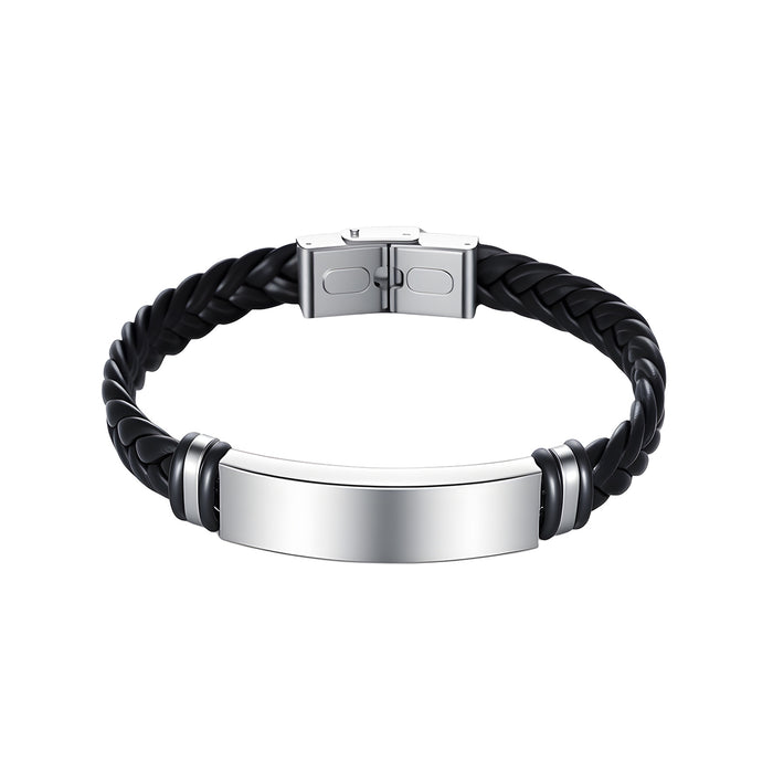 Wholesale Twist Woven Leather Stainless Steel Bracelet Fashion Accessory