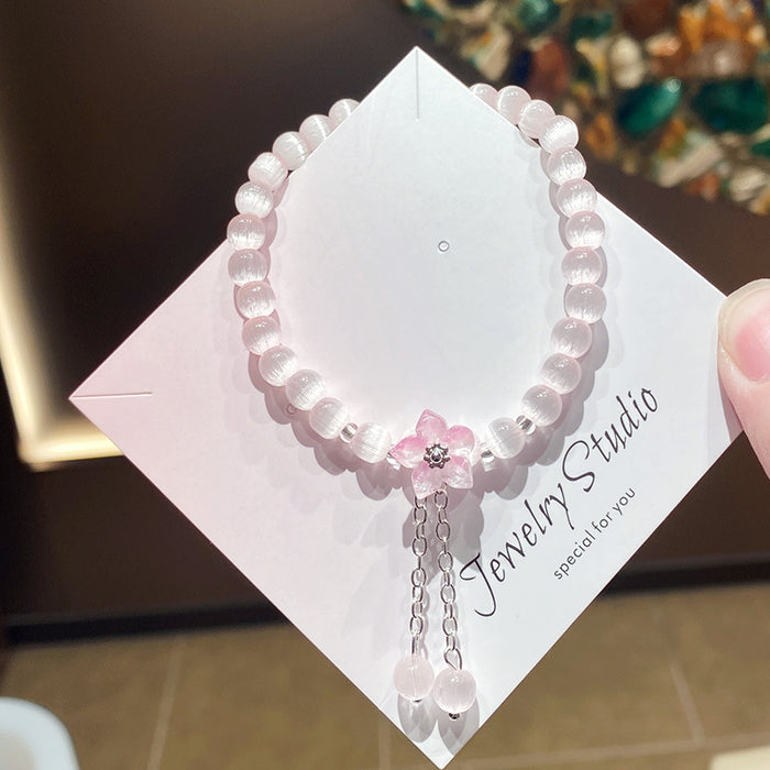 Wholesale Glass Cat Eye Flower Bracelet - Women' s Fashion Jewelry Accessory MOQ≥3