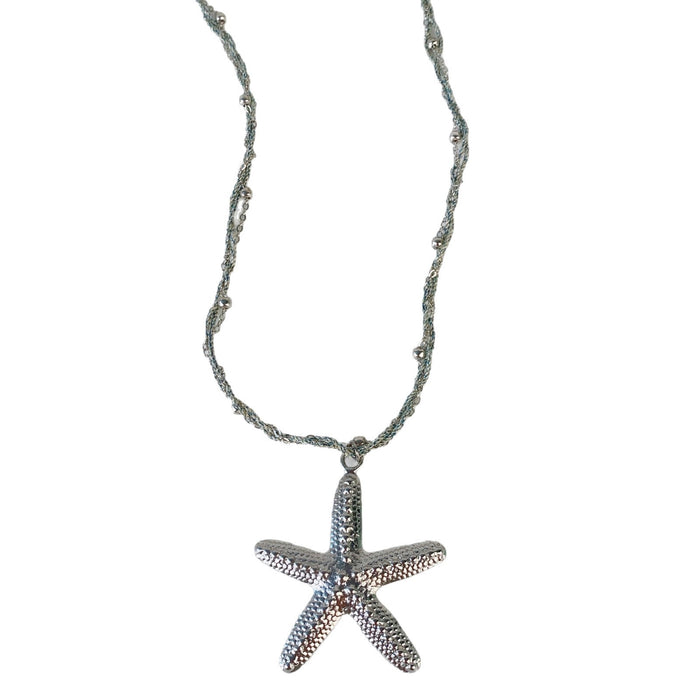 Wholesale Seaside metal starfish pendant necklace with niche design, simple and long necklace accessories