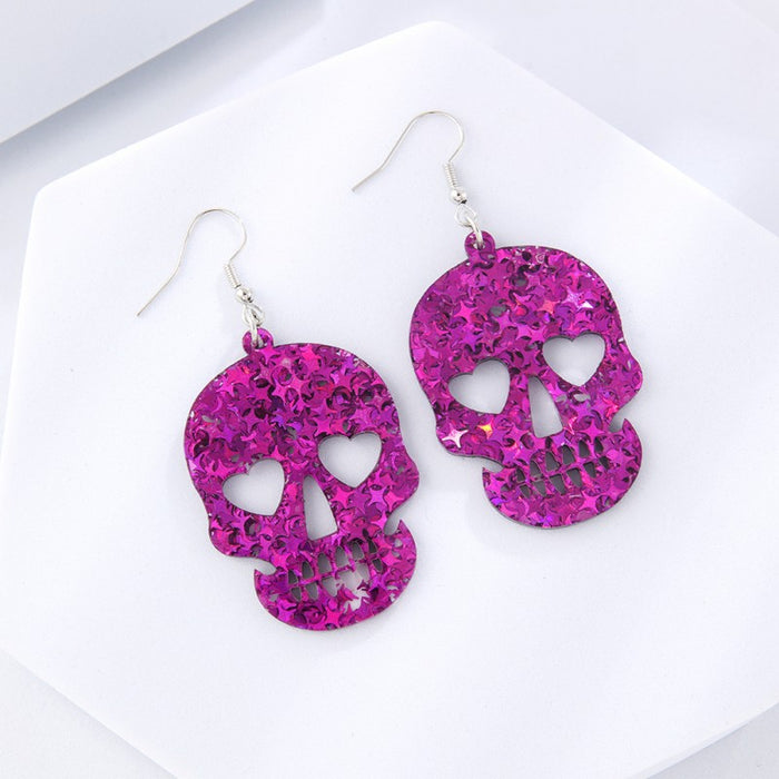Wholesale Star sequins acrylic earrings women' s simple personality  skull pendant plate earrings