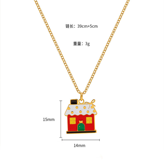Wholesale Christmas Cartoon Oil Dripping Creative Design Necklace