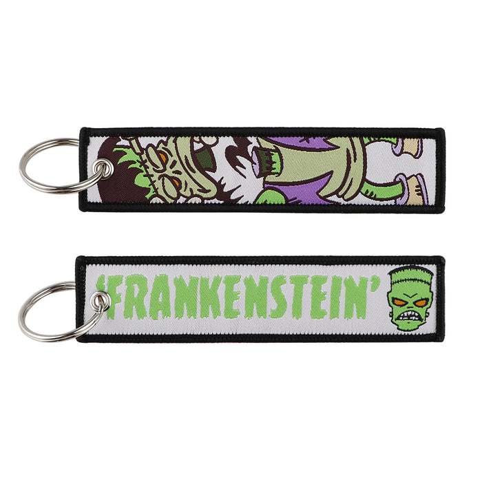 Wholesale  Cartoon Woven Label Keychain Lanyard   Fabric Keychain