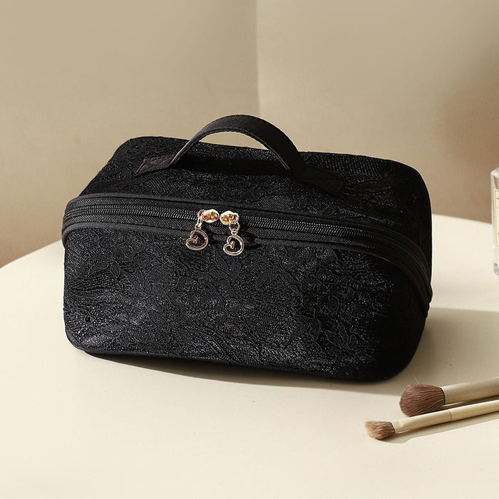 Wholesale Chinese Style Lace Mesh Makeup Bag Large Capacity Travel Toiletry Handbag