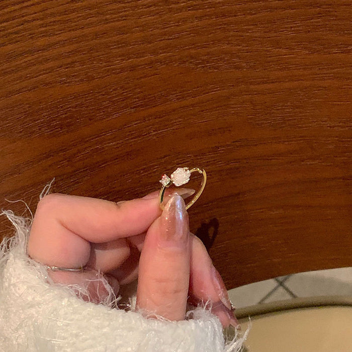 Wholesale Korean Style Camellia Open Ring Women's Adjustable Niche Design Sense Fashionable Personalized Light Luxury Advanced Sense Finger Ring