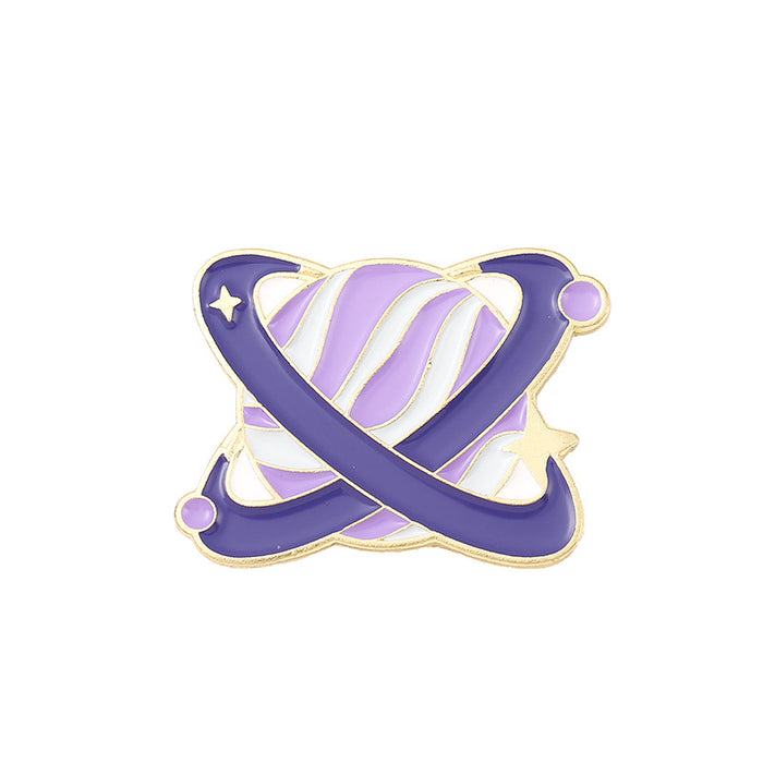 Wholesale Stylish Planet Star Brooch Pin Colorful Electroplated Metal Badge f Clip Fashion Accessory