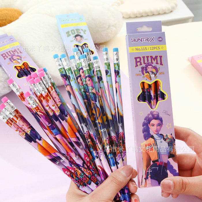 Wholesale Wooden pencils 12pcs/ box with eraser HB lead