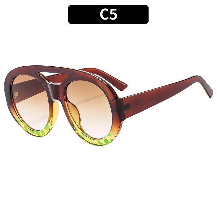 Wholesale Retro Double Bridge Large Round Frame PC Sunglasses JDC-SG-XIa086