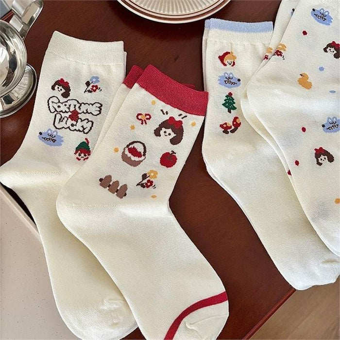 Wholesale  Cotton Summer Thin Fairy Tale Socks Women's Mid-length Socks Ins Style Girl's Cute Cartoon Stockings