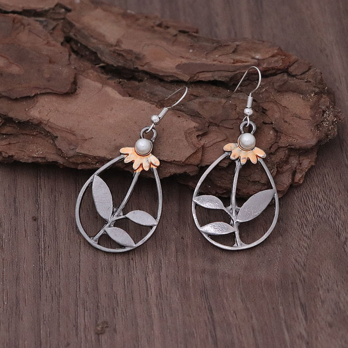 Wholesale Vintage bronze circle leather earrings