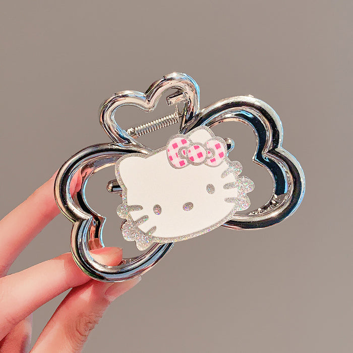 Wholesale Cat Double-Sided Claw Clip  Silver Bow Shark Clip