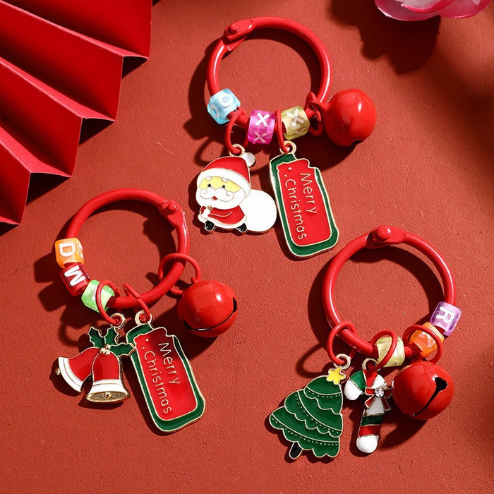 WholesaleCartoon Christmas small pendant creative metal keychain