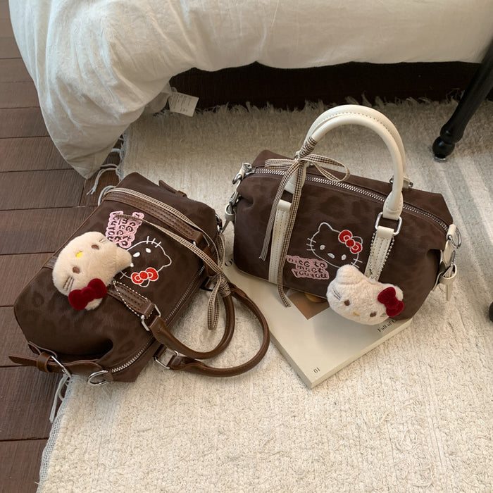 Wholesale Cute embroidered cartoon retro leopard print handbag