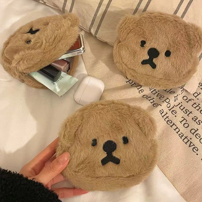 Wholesale Cute Plush Cartoon Bear Change High Beauty Value Portable Ins Makeup Storage Bag Mouth Red Envelope Headset Waist Hanging Bag